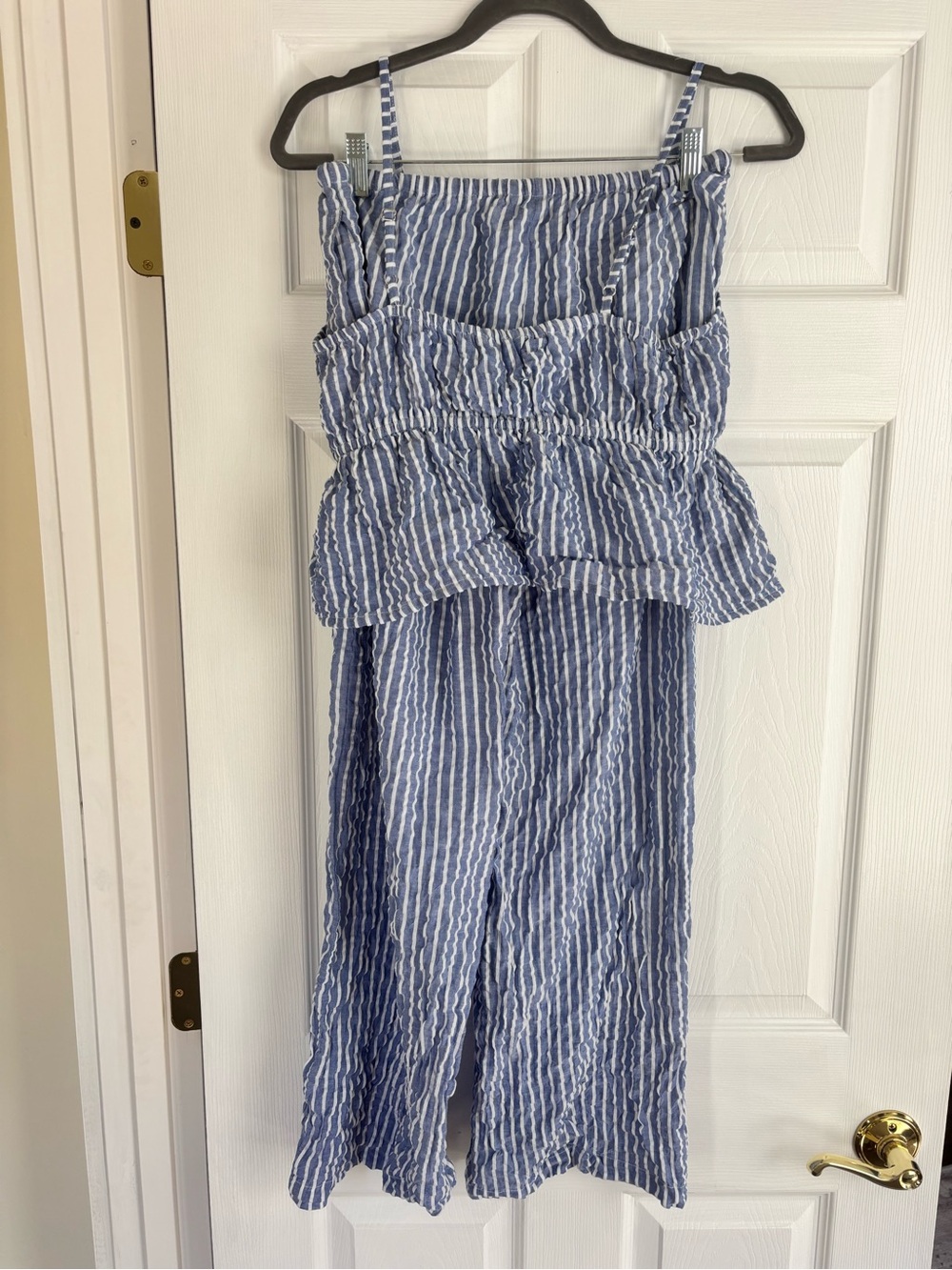 blue island Blue & White Striped Sleeveless 2 piece set